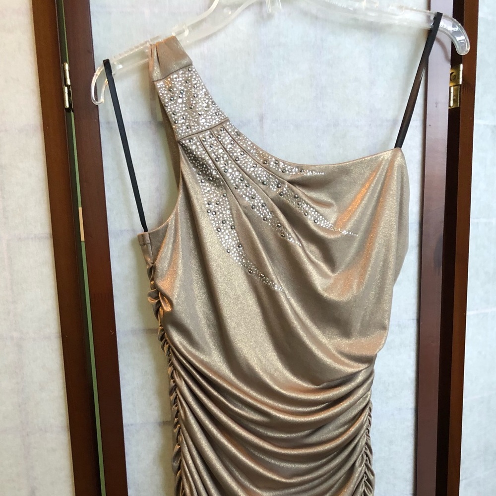 Short Gold Sequined Evening Dress